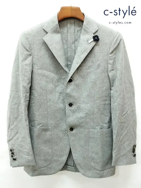 LARDINI ラルディーニ ウールジャケット 44 グレー系 3B 段返り イタリア製 ブートニエール付 AP22557AQ