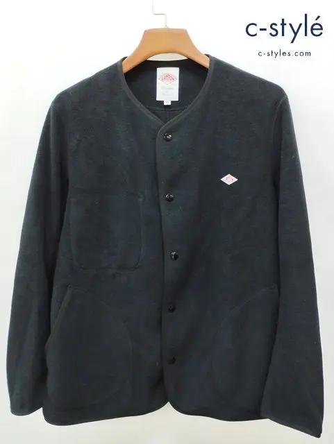 DANTON ダントン フリースジャケット 42 ブラック ノーカラー 日本製 NO CALLOR FLEECE JACKET JD-8939