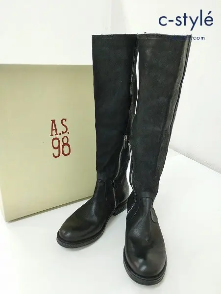 A.S.98 エーエスキュウジュウハチ ロングブーツ 38 ブラック Airstep98 エアーステップ 818314 レディース