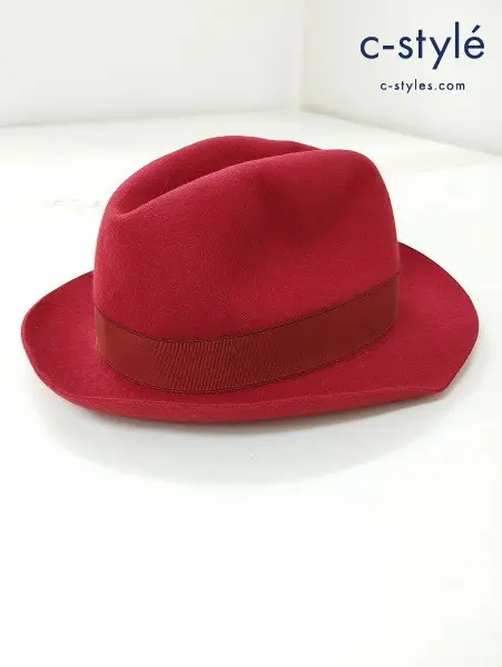 Borsalino×CA4LA ボルサリーノ×カシラ 中折れハット レッド 毛100% イタリア製