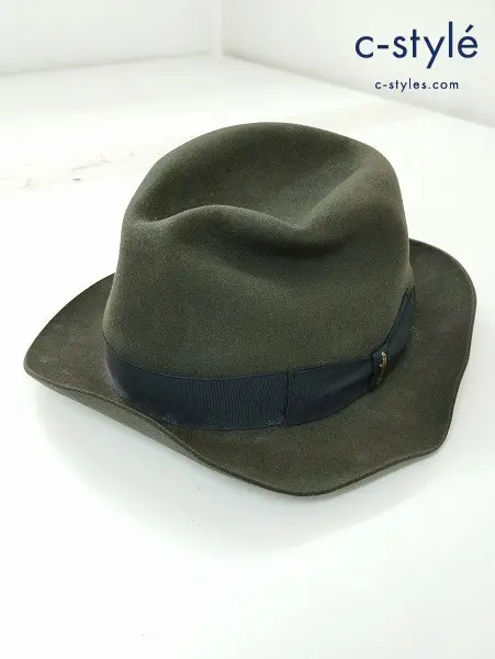 Borsalino ボルサリーノ 中折れハット カーキ 毛100% イタリア製