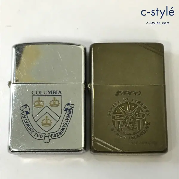 ZIPPO ジッポー オイルライター COLUMBIA シルバー ’87 STATUE OF LIBERTY 自由の女神 ゴールド ’90 計2点