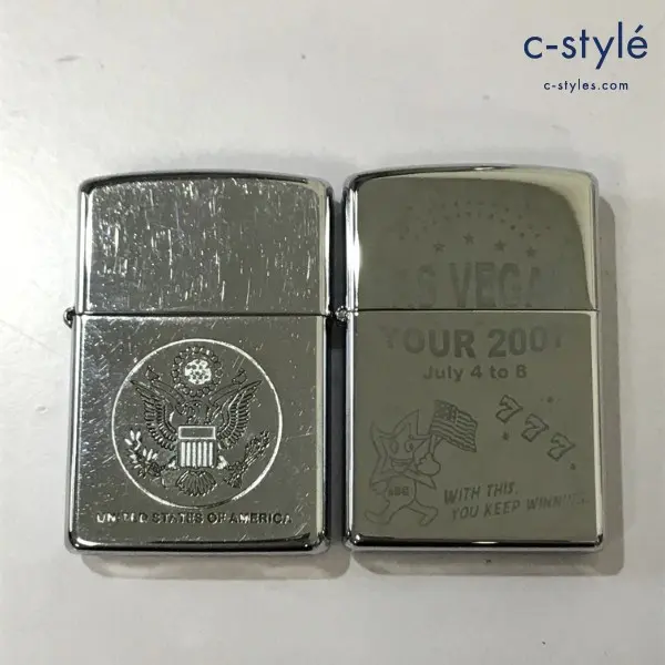 ZIPPO ジッポー オイルライター UNITED STATES OF AMERICA ’89 LAS VEGAS TOUR 2007 ’04 シルバー