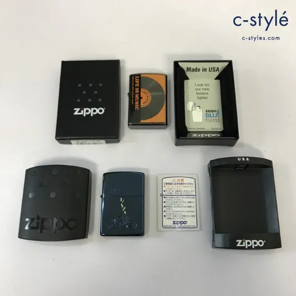 ZIPPO ジッポー オイルライター LIFE IS MUSIC スピン ブラック系 ’10 ブルーチタン ’99