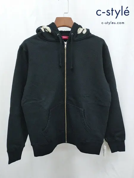 Supreme シュプリーム パーカー M ブラック 綿100% BONE ZIP UP SWEATSHIRT
