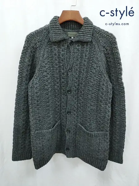 Y’s for men ワイズフォーメン ケーブルニットカーディガン 3 グレー 毛100% MG-K27-137