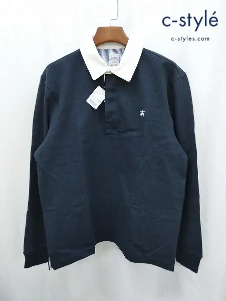 Brooks Brothers ブルックスブラザーズ トップス XL ネイビー 長袖 ラグビーシャツ
