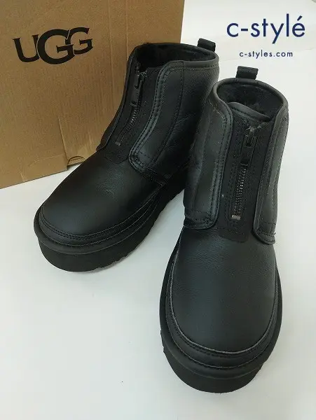 UGG アグ ショートブーツ 24cm ブラック ボア Neumel Platform Zip レディース 1120731