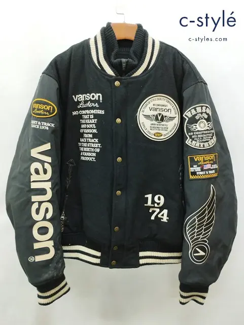 VANSON バンソン ウィンタージャケット XL ブラック アワードジャケット スタジャン VS19101W