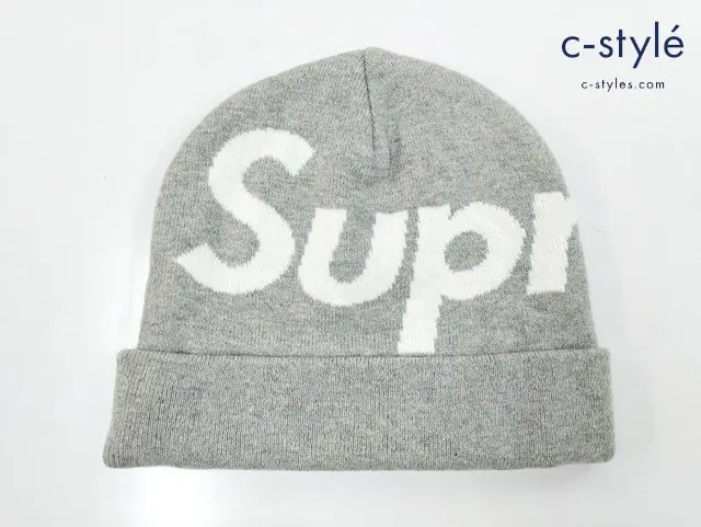 Supreme シュプリーム ニット帽 グレー カシミヤ混 Big Logo Beanie ビッグロゴ ビーニー
