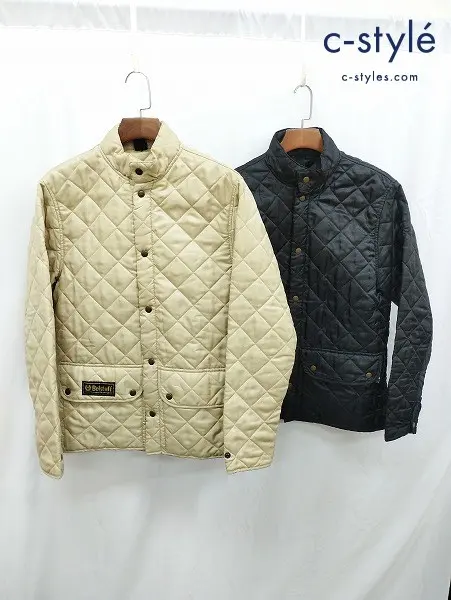 Belstaff ベルスタッフ キルティングジャケット M ベージュ系 ブラック イタリア製
