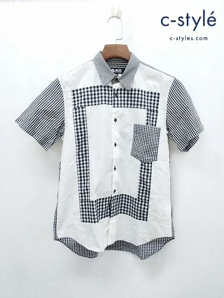 BLACK COMME des GARCONS ブラックコムデギャルソン シャツ M ブラック×ホワイト 半袖 チェック