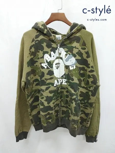 A BATHING APE アベイシングエイプ ジップアップパーカー L マルチカラー カモフラージュ BAPE