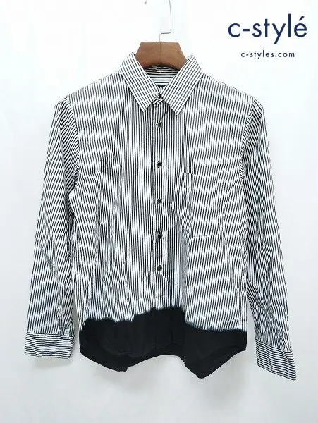 BLACK COMME des GARCONS ブラックコムデギャルソン シャツ S ブラック×ホワイト 長袖 ストライプ