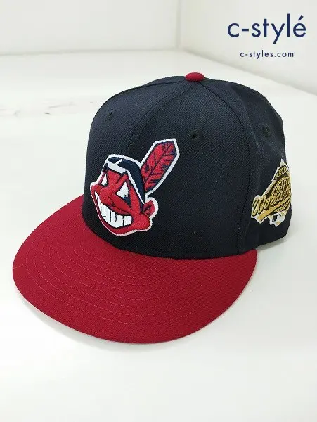 NEW ERA ニューエラ キャップ 7・1/8（56.8cm） ブラック×レッド クリーブランドインディアンス 1995