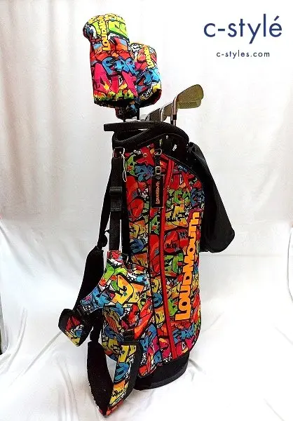 LOUDMOUTH キャディバッグ ゴルフクラブ ブラック系 LM-400 10本 ヘッドカバー 3点
