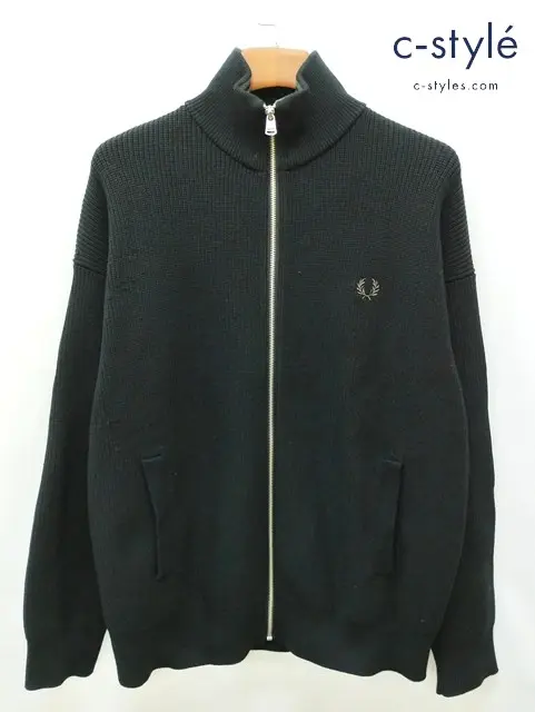 FRED PERRY フレッドペリー ジップアップニット L ブラック FZ3255