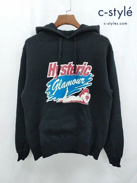 HYSTERIC GLAMOUR ヒステリックグラマー パーカー L ブラック 綿100% 日本製 23AW SPLASH ヒスガール
