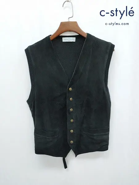 ARNYS PARIS アルニス ベスト ブラック レザー 羊革 ニット シルク混 カシミヤ昆 イタリア製 ジレ KI-434