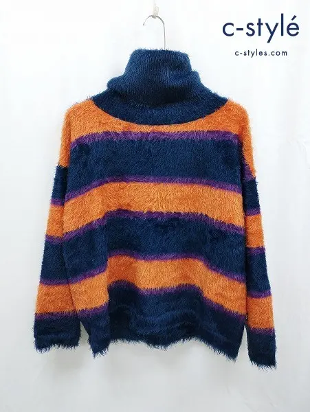 glamb グラム セーター M ネイビー系 Turtle Neck Border Knit タートルネック ボーダー ニット GB0324-KNT07