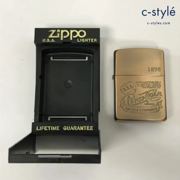 ZIPPO ジッポー オイルライター SOLID BRASS U.S.A. 1898 PEPSI・COLA DRINK コッパー系 ’96