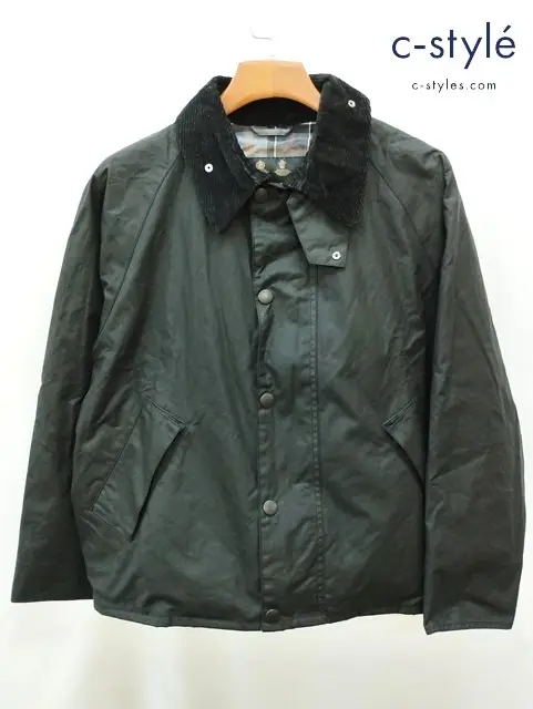 Barbour バブアー ジャケット 36 ブラック 綿100% ピンバッジ付き OS TRANSPORT WAX JACKET MWX1678BK91