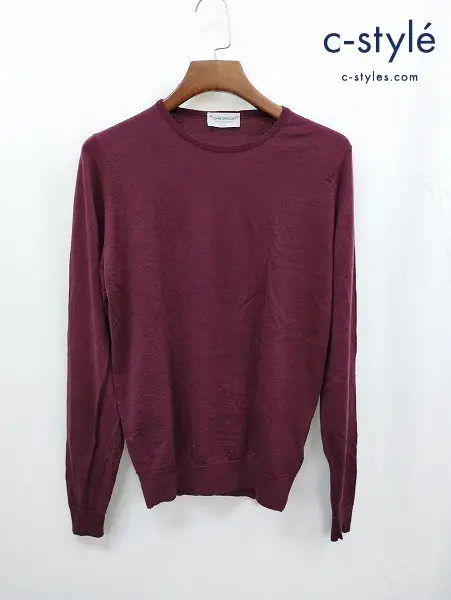 JOHN SMEDLEY ジョンスメドレー セーター L ワインレッド系 ウール100% イギリス製 ニット クルーネック