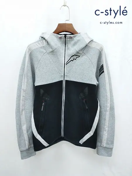 KUSHITANI クシタニ パーカー L グレー×ブラック ジップアップ REBRO HOODIE BORDER K-1995