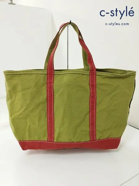 L.L.Bean エルエルビーン トートバッグ カーキ系×レッド 綿100％ USA製