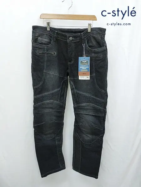 DEGNER デグナー デニムパンツ 2XL ブラック レザー ヒートガード付き ウォッシュ加工 DP-27