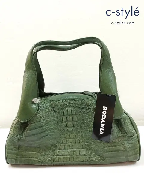 RODANIA ロダニア ハンドバッグ グリーン 牛革 カイマン 収納袋付 CJNH2157