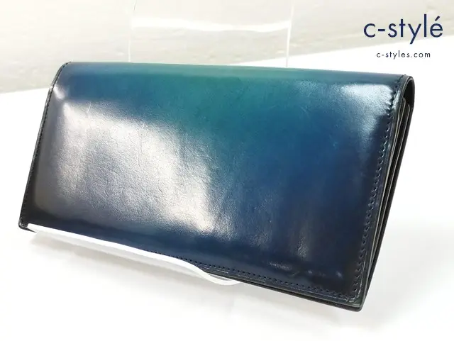 yuhaku ユハク 長財布 ブルー系 レザー ウォレット Proof Foschia