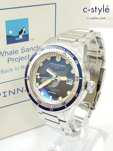 SPINNAKER スピニカー 腕時計 ブルー×シルバー ベルーガ The Whale Sanctuary Project 自動巻き SP-5128-33