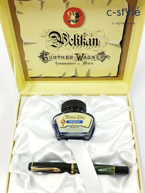 PELICAN ペリカン 万年筆　GUNTHER WAGNER 箱入りセット Pelikan ペリカン 万年筆 ブラック×グリーン インク付き GUNTHER