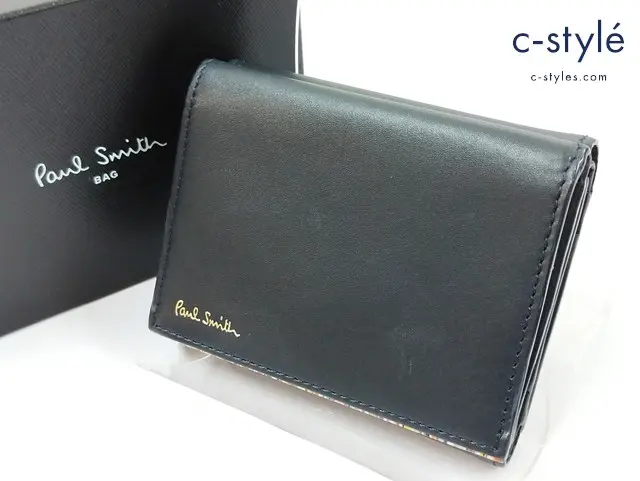 Paul Smith ポールスミス 財布 ウォレット ネイビー系 三つ折り シグネチャーストライプ