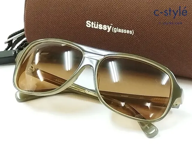 STUSSY ステューシー サングラス グリーン系 glasses BENTLEY ケース付 040055