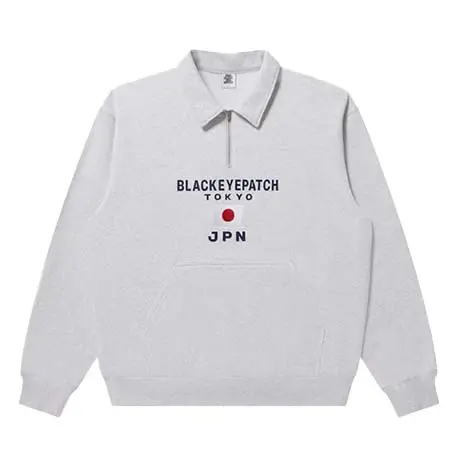 BlackEyePatch(ブラックアイパッチ) JPN FLAG EMBROIDERED HALF ZIP SWEAT