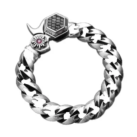 ISAMU KATAYAMA BACKLASH (イサムカタヤマバックラッシュ) SILVER925 + RUBY CLASSIC CHAIN-BRACELET 328-10