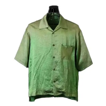 ISAMU KATAYAMA BACKLASH (イサムカタヤマバックラッシュ) SATIN GARMENT VINTAGE FINISH OPEN COLLAR SHIRT H/S 2202-01