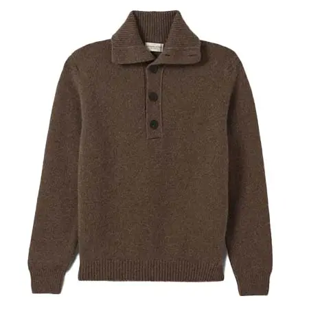 JOHNSTONS OF ELGIN(ジョンストンズオブエルガン) ダグラス ボタンネック ブラウン カシミア ジャンパー KAC06010