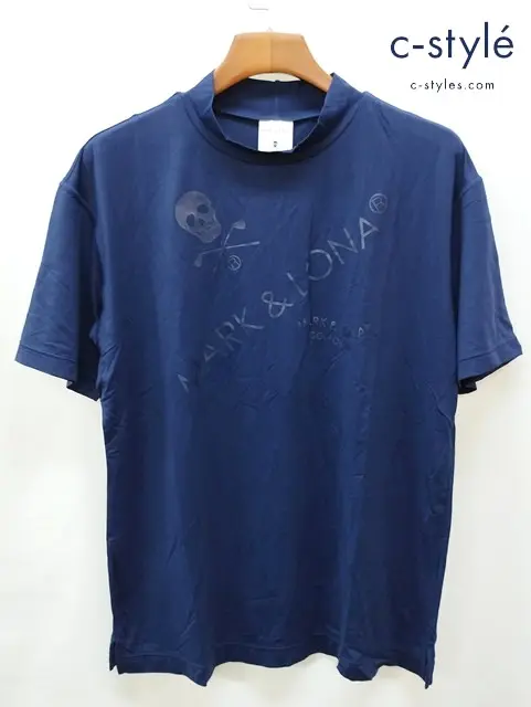 MARK&LONA マーク&ロナ Tシャツ 50 ネイビー 半袖 モックネック Dev Tech Tee MLM-2C-AA25