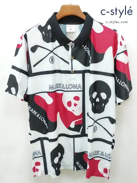 MARK&LONA マーク&ロナ ポロシャツ 50 ホワイト系 半袖 Cray Mesh Polo MLM-4A-AP01