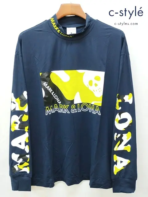 MARK&LONA ロングTシャツ 50 ネイビー モックネック 長袖 Cray Mock Neck Shirts MLM-4A-AU01