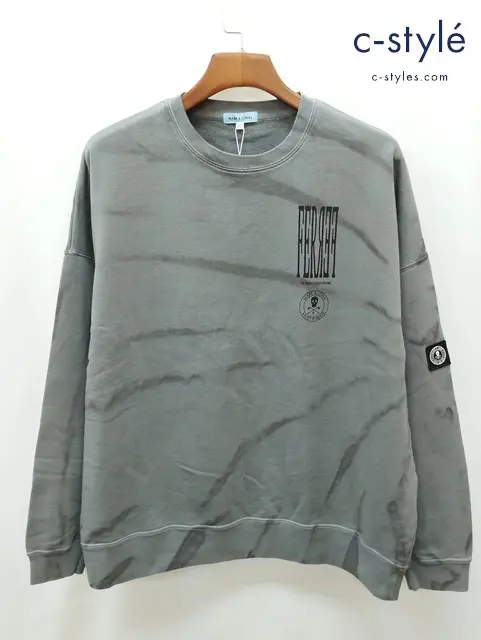 MARK&LONA スウェット 50 グレー 長袖 トレーナー 綿100 Ever Tie dye Lounge Crew MFM-4A-AC02