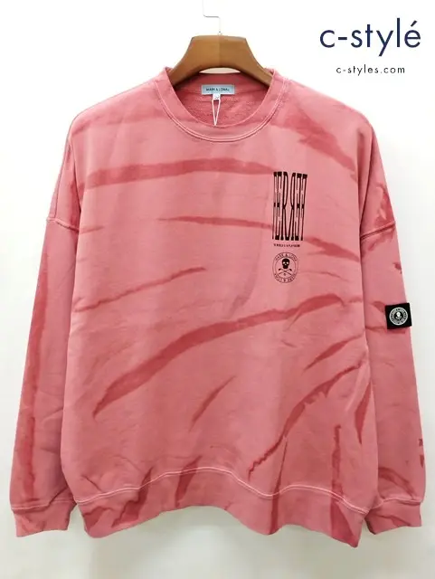 MARK&LONA スウェット 50 レッド 長袖 トレーナー 綿100 Ever Tie dye Lounge Crew MFM-4A-AC02