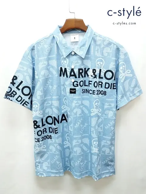 MARK&LONA マーク&ロナ ポロシャツ 50 ブルー 半袖 FLOG Collar Polo MLM-4A-AP04