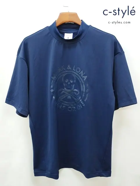MARK&LONA マーク&ロナ Tシャツ 50 ネイビー 半袖 モックネック Pulsar Mock Neck Top MLM-2C-AA31