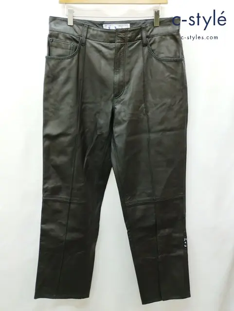 Off-White オフホワイト レザーパンツ L ブラック 羊革 OMJB004F20LEA0011000