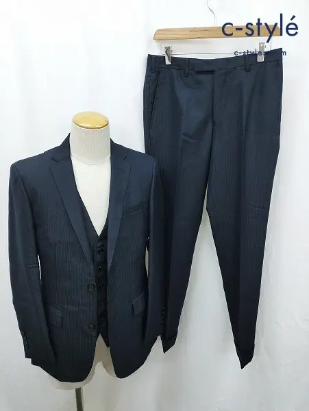 BURBERRY BLACK LABEL バーバリーブラックレーベル 3ピーススーツ ジャケット ベスト S パンツ 73 ネイビー
