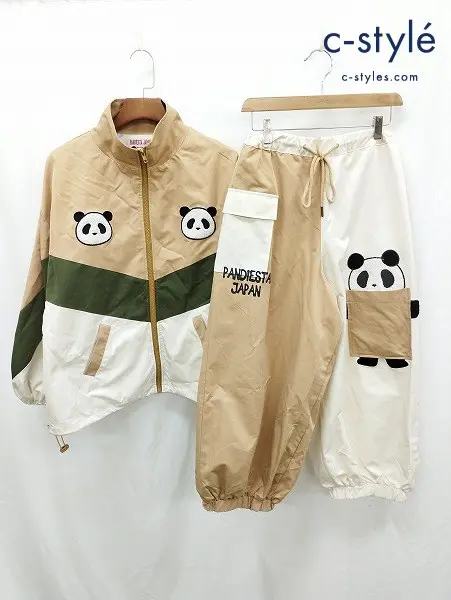 PANDIESTA JAPAN パンディエスタジャパン セットアップ M ベージュ系×ホワイト シャカシャカ切替パンダBIG
